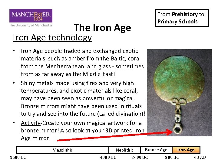 The Iron Age From Prehistory to Primary Schools Iron Age technology • Iron Age