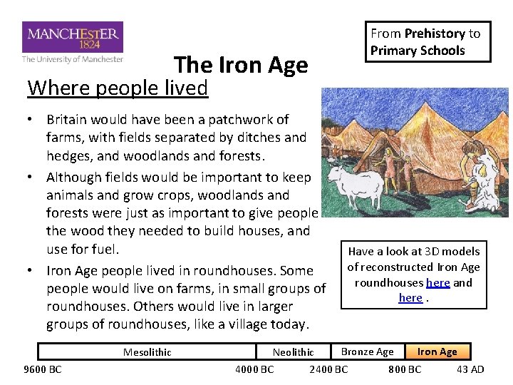 The Iron Age From Prehistory to Primary Schools Where people lived • Britain would