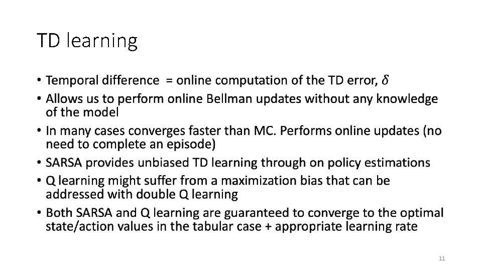 TD learning • 11 