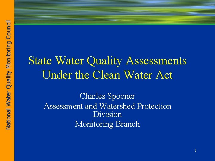 National Water Quality Monitoring Council State Water Quality Assessments Under the Clean Water Act