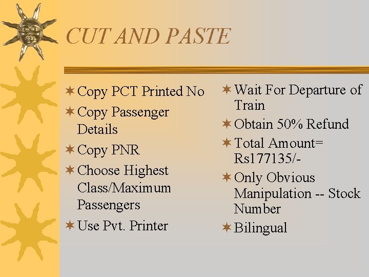 CUT AND PASTE ¬ Copy PCT Printed No ¬ Copy Passenger Details ¬ Copy