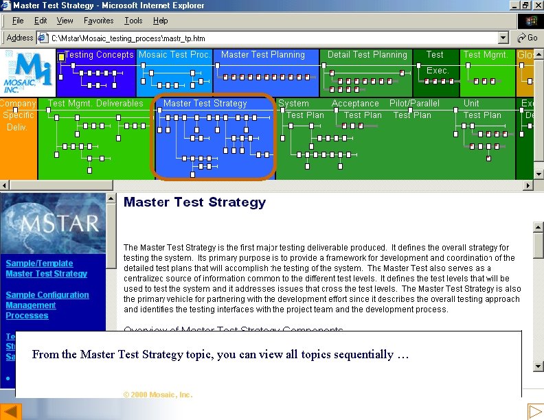 View Sequentially From the Master Test Strategy topic, you can view all topics sequentially