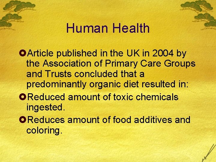 Human Health £Article published in the UK in 2004 by the Association of Primary