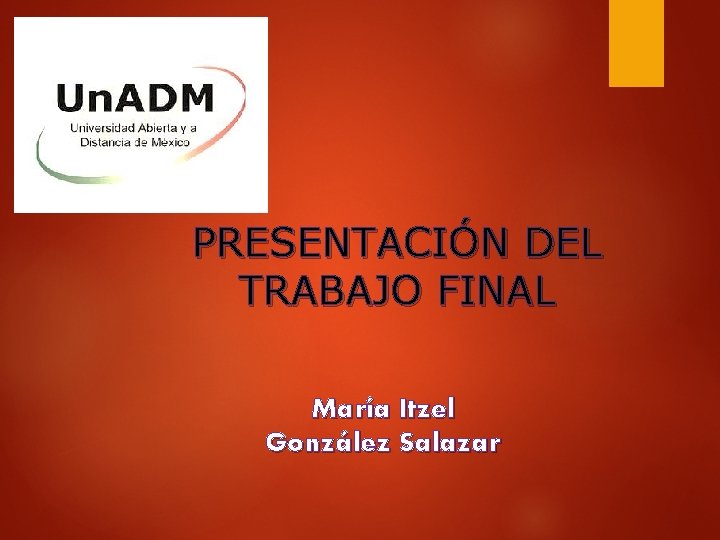 PRESENTACIÓN DEL TRABAJO FINAL María Itzel González Salazar 