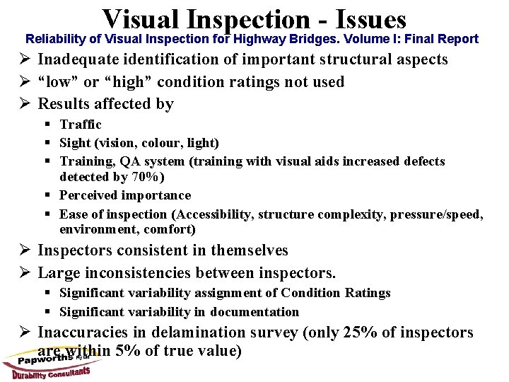 Broad Definition of VI ref Spencer Visual Inspection