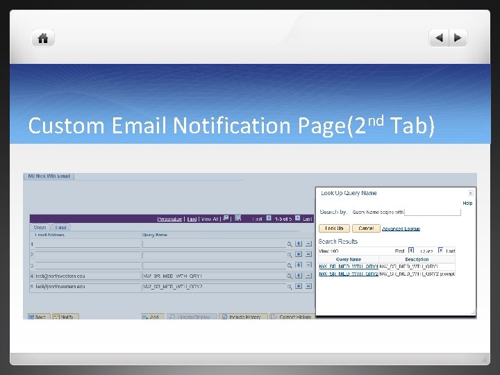 Custom Email Notification Page(2 nd Tab) 