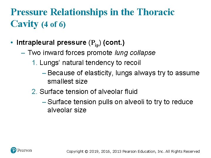 Pressure Relationships in the Thoracic Cavity (4 of 6) • Intrapleural pressure (Pip) (cont.