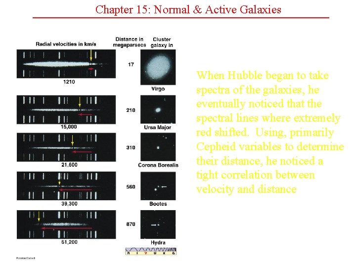 Chapter 15: Normal & Active Galaxies When Hubble began to take spectra of the