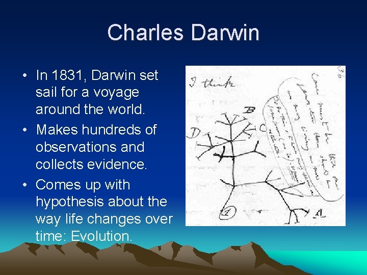 Charles Darwin • In 1831, Darwin set sail for a voyage around the world.