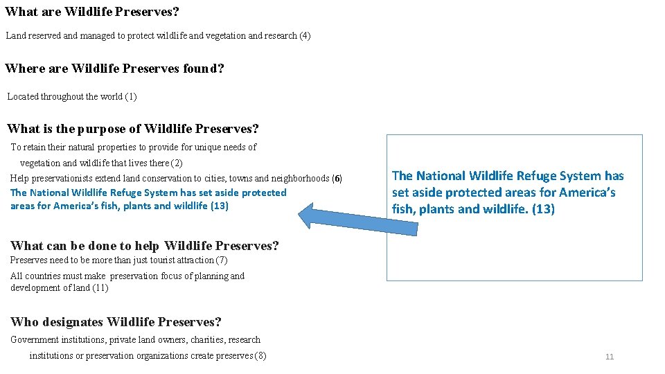 What are Wildlife Preserves? Land reserved and managed to protect wildlife and vegetation and