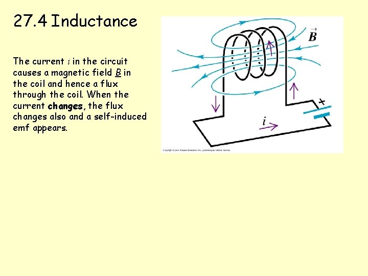27. 4 Inductance The current i in the circuit causes a magnetic field B