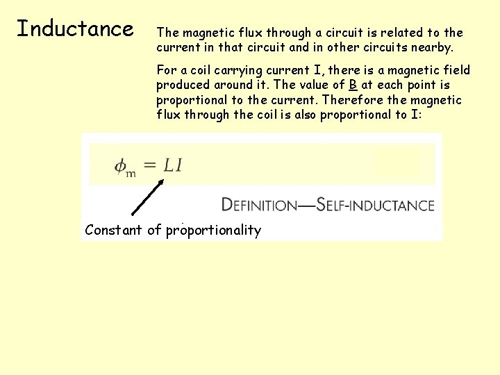 Inductance The magnetic flux through a circuit is related to the current in that