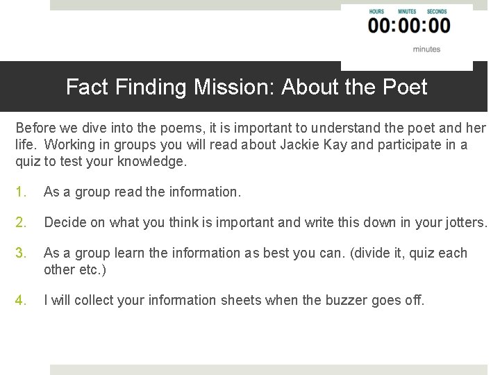 Fact Finding Mission: About the Poet Before we dive into the poems, it is