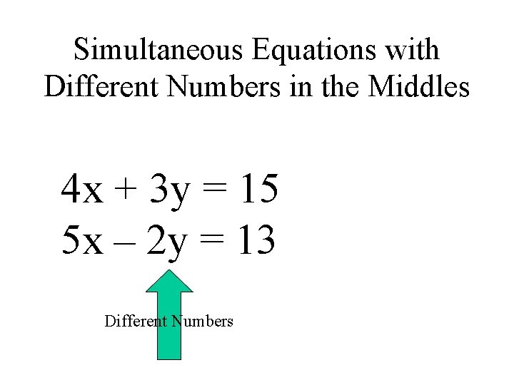 Simultaneous Equations with Different Numbers in the Middles 4 x + 3 y =