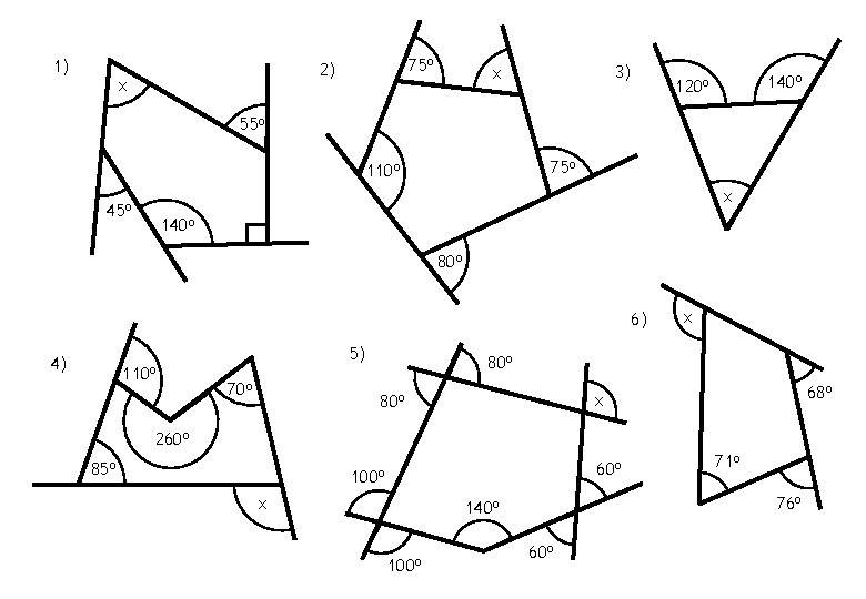 1) 75 o 2) x 3) x 140 o 120 o 55 o 75