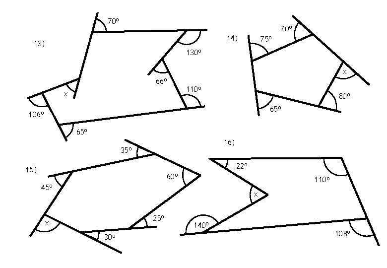 70 o 14) 13) 75 o 130 o x 66 o x 110 o