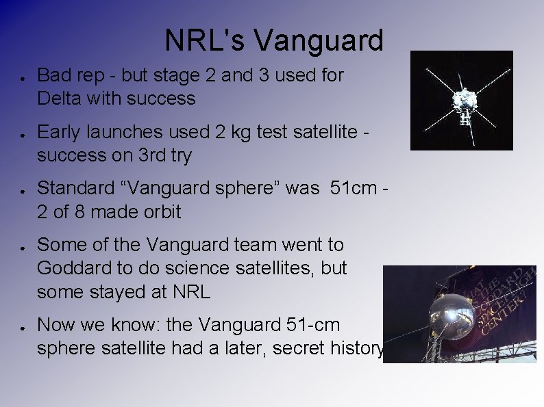 NRL's Vanguard ● ● ● Bad rep - but stage 2 and 3 used