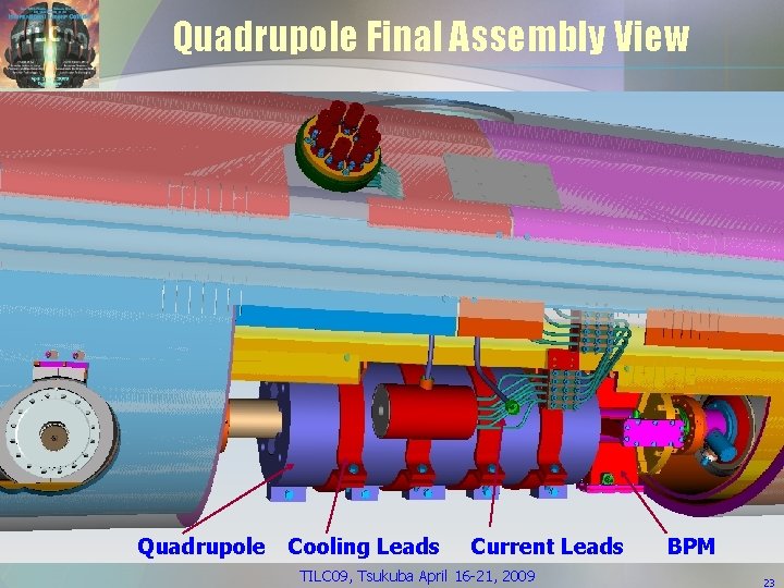Quadrupole Final Assembly View Quadrupole Cooling Leads Current Leads TILC 09, Tsukuba April 16