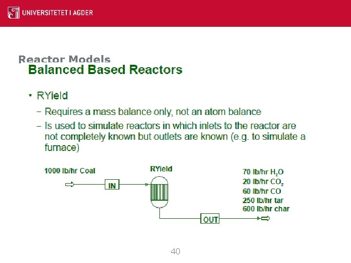 Reactor Models 40 Reactor Models 40