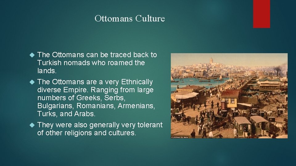 Ottomans Culture The Ottomans can be traced back to Turkish nomads who roamed the