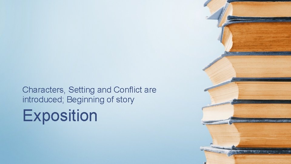 Characters, Setting and Conflict are introduced; Beginning of story Exposition 