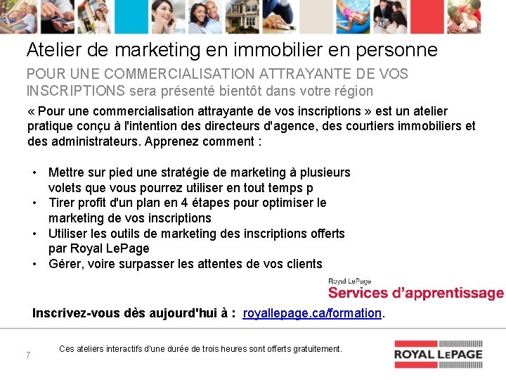 Atelier de marketing en immobilier en personne POUR UNE COMMERCIALISATION ATTRAYANTE DE VOS INSCRIPTIONS