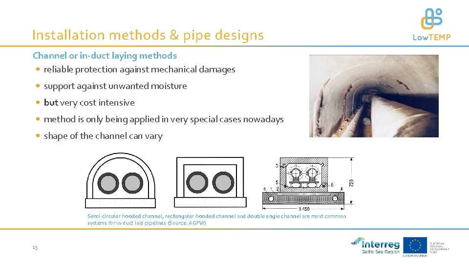 Installation methods & pipe designs Channel or in-duct laying methods reliable protection against mechanical
