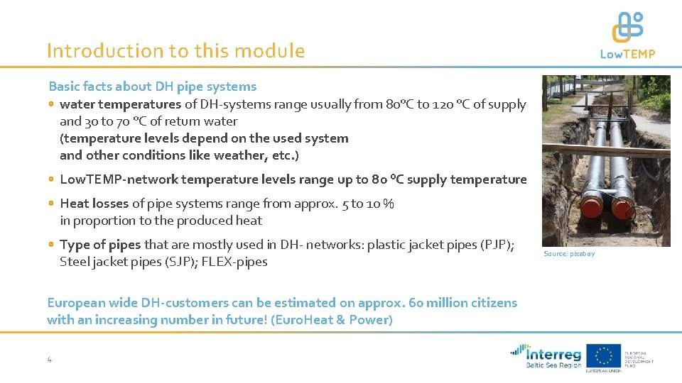 Introduction to this module Basic facts about DH pipe systems water temperatures of DH-systems