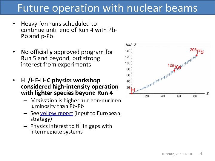 Future operation with nuclear beams • Heavy-ion runs scheduled to continue until end of