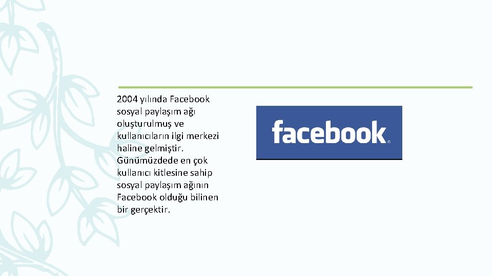 2004 yılında Facebook sosyal paylaşım ağı oluşturulmuş ve kullanıcıların ilgi merkezi haline gelmiştir. Günümüzdede