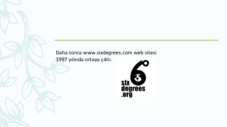 Daha sonra www. sixdegrees. com web sitesi 1997 yılında ortaya çıktı. 