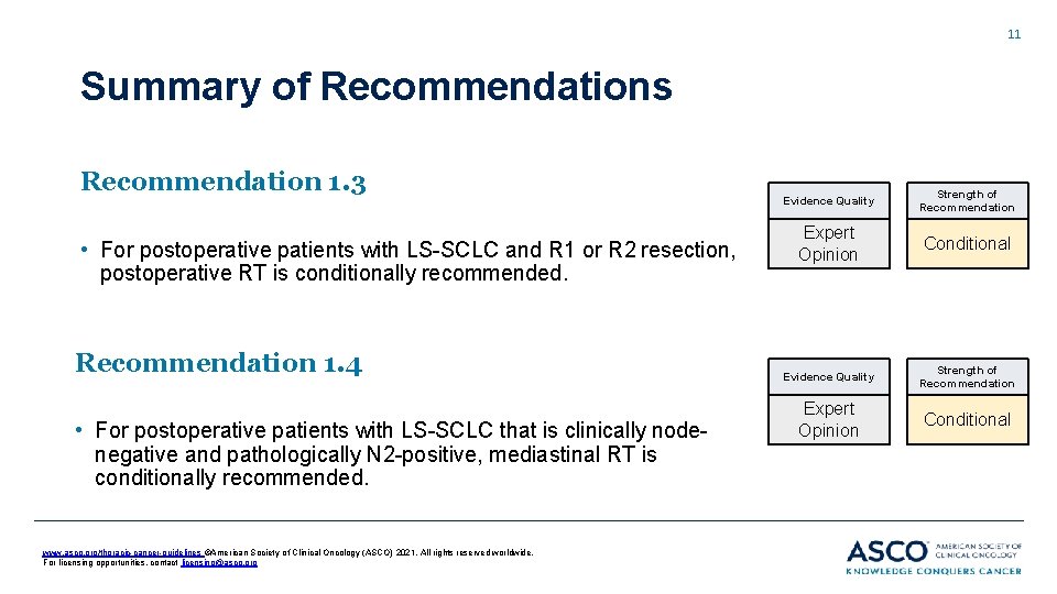 11 Summary of Recommendations Recommendation 1. 3 • For postoperative patients with LS-SCLC and 11 Summary of Recommendations Recommendation 1. 3 • For postoperative patients with LS-SCLC and