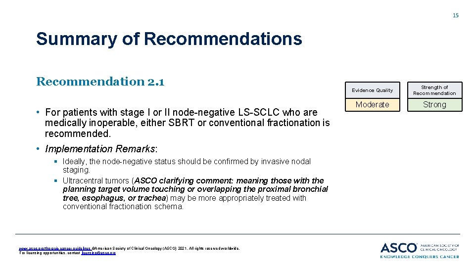 15 Summary of Recommendations Recommendation 2. 1 • For patients with stage I or 15 Summary of Recommendations Recommendation 2. 1 • For patients with stage I or