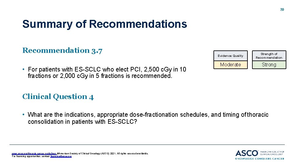20 Summary of Recommendations Recommendation 3. 7 • For patients with ES-SCLC who elect 20 Summary of Recommendations Recommendation 3. 7 • For patients with ES-SCLC who elect