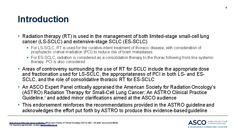 4 Introduction • Radiation therapy (RT) is used in the management of both limited-stage 4 Introduction • Radiation therapy (RT) is used in the management of both limited-stage
