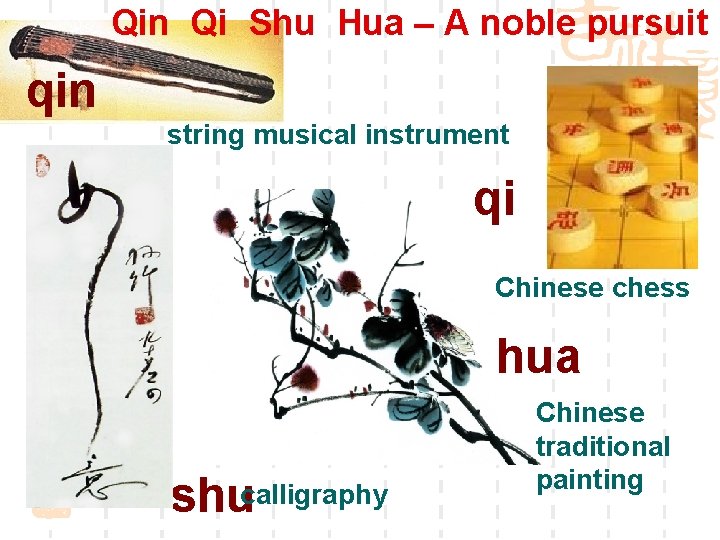 Qin Qi Shu Hua – A noble pursuit qin string musical instrument qi Chinese