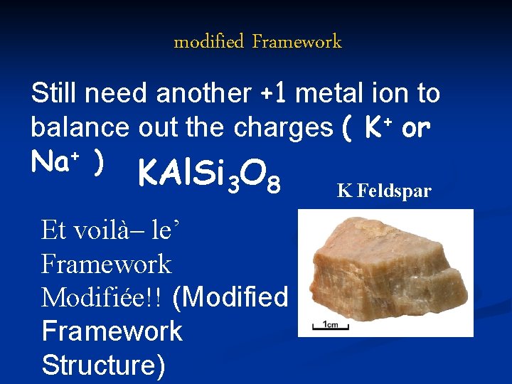 modified Framework Still need another +1 metal ion to balance out the charges (