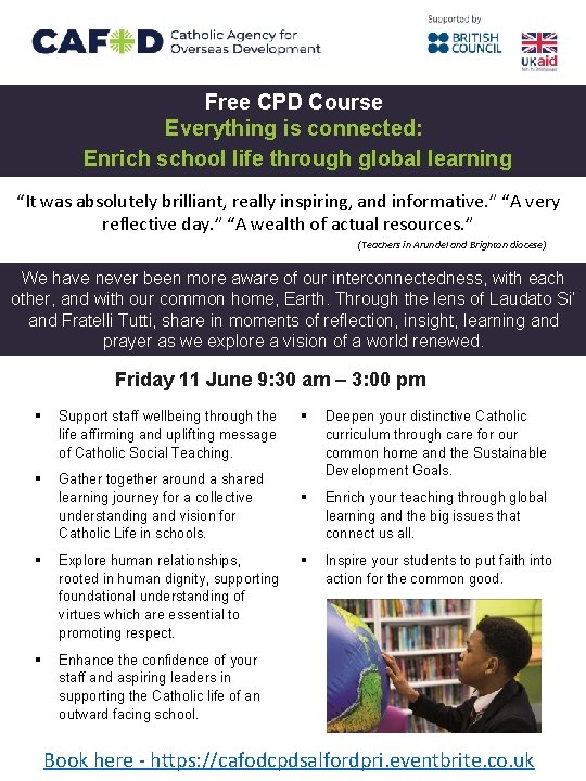 Free CPD Course Everything is connected: Enrich school life through global learning “It was