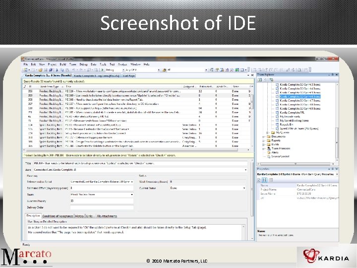 Screenshot of IDE © 2010 Marcato Partners, LLC 