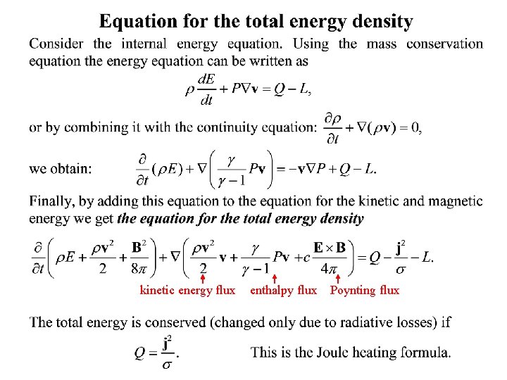 kinetic energy flux enthalpy flux Poynting flux 