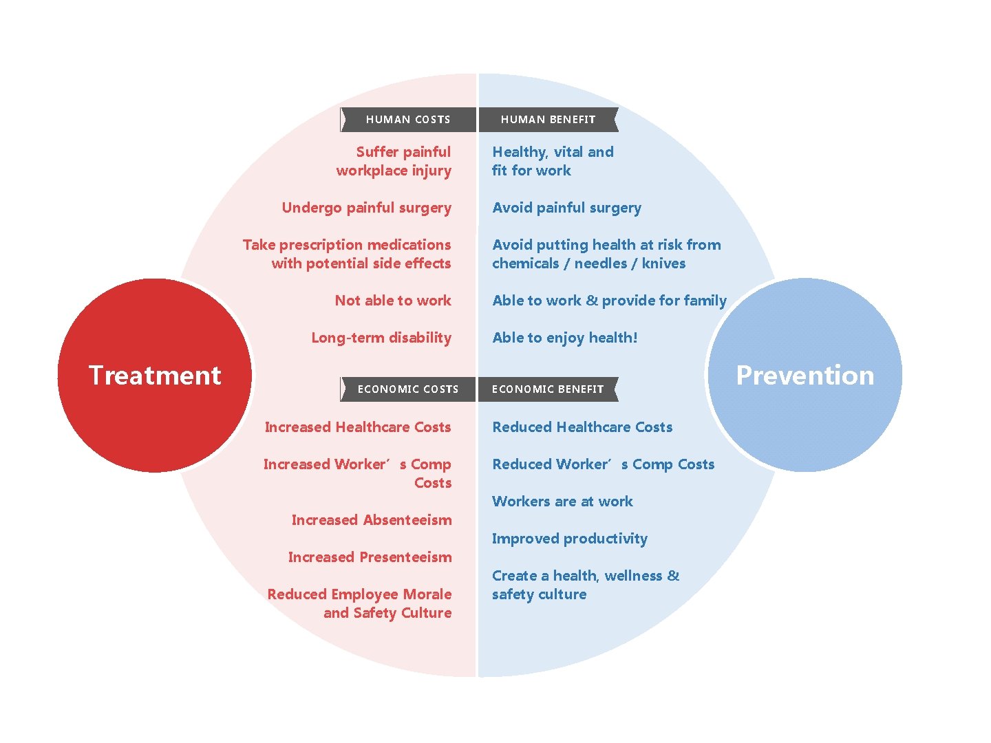 HUMAN COSTS Suffer painful workplace injury Undergo painful surgery Take prescription medications with potential