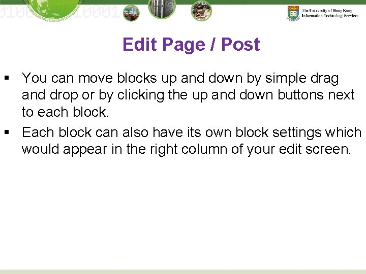 Edit Page / Post § You can move blocks up and down by simple