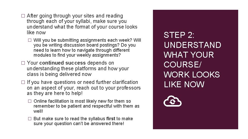 � After going through your sites and reading through each of your syllabi, make