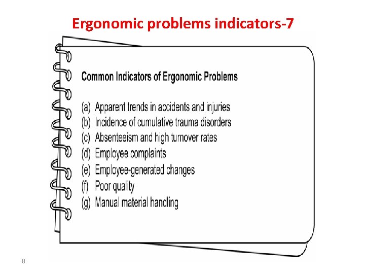 Ergonomic problems indicators-7 8 