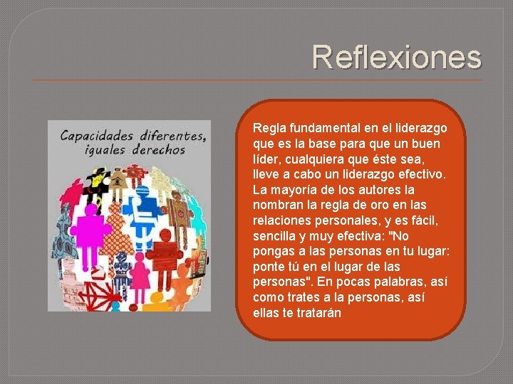 Reflexiones Regla fundamental en el liderazgo que es la base para que un buen