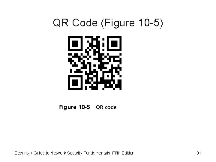 QR Code (Figure 10 -5) Security+ Guide to Network Security Fundamentals, Fifth Edition 31