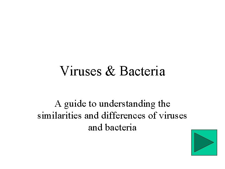 Viruses & Bacteria A guide to understanding the similarities and differences of viruses and