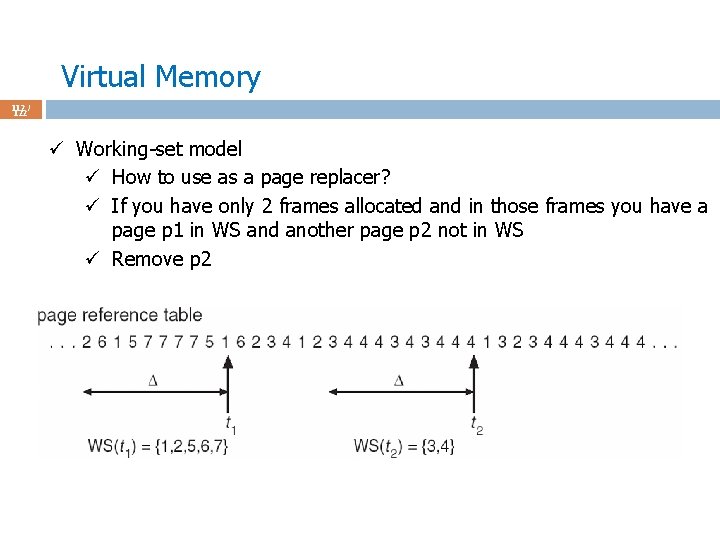 Virtual Memory 112 / 122 ü Working-set model ü How to use as a