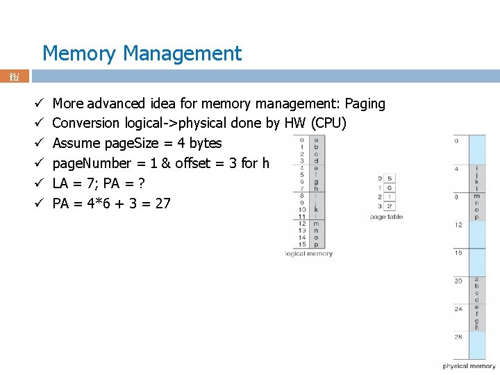 Memory Management 35 / 122 ü ü ü More advanced idea for memory management: