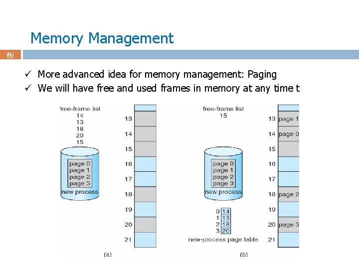 Memory Management 43 / 122 ü More advanced idea for memory management: Paging ü